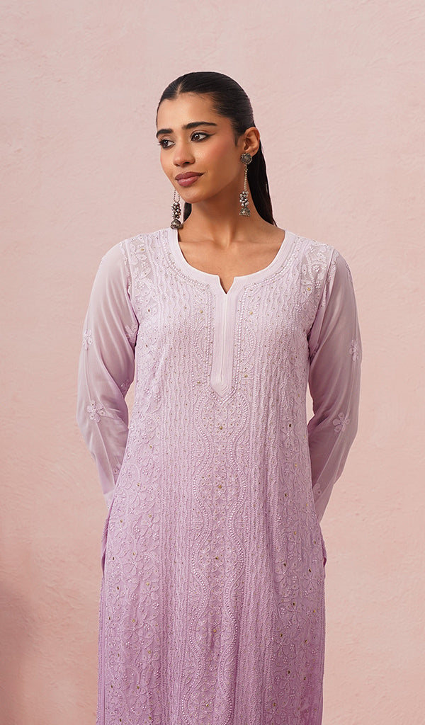 Premium viscose georgette kurti...finest hand embroidered chikankari